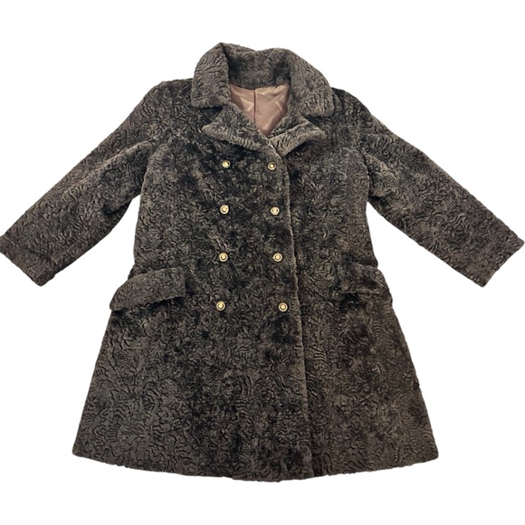 Vintage 60s Faux Fur Coat Brown Size L USA Mad Men - Picture 2 of 13